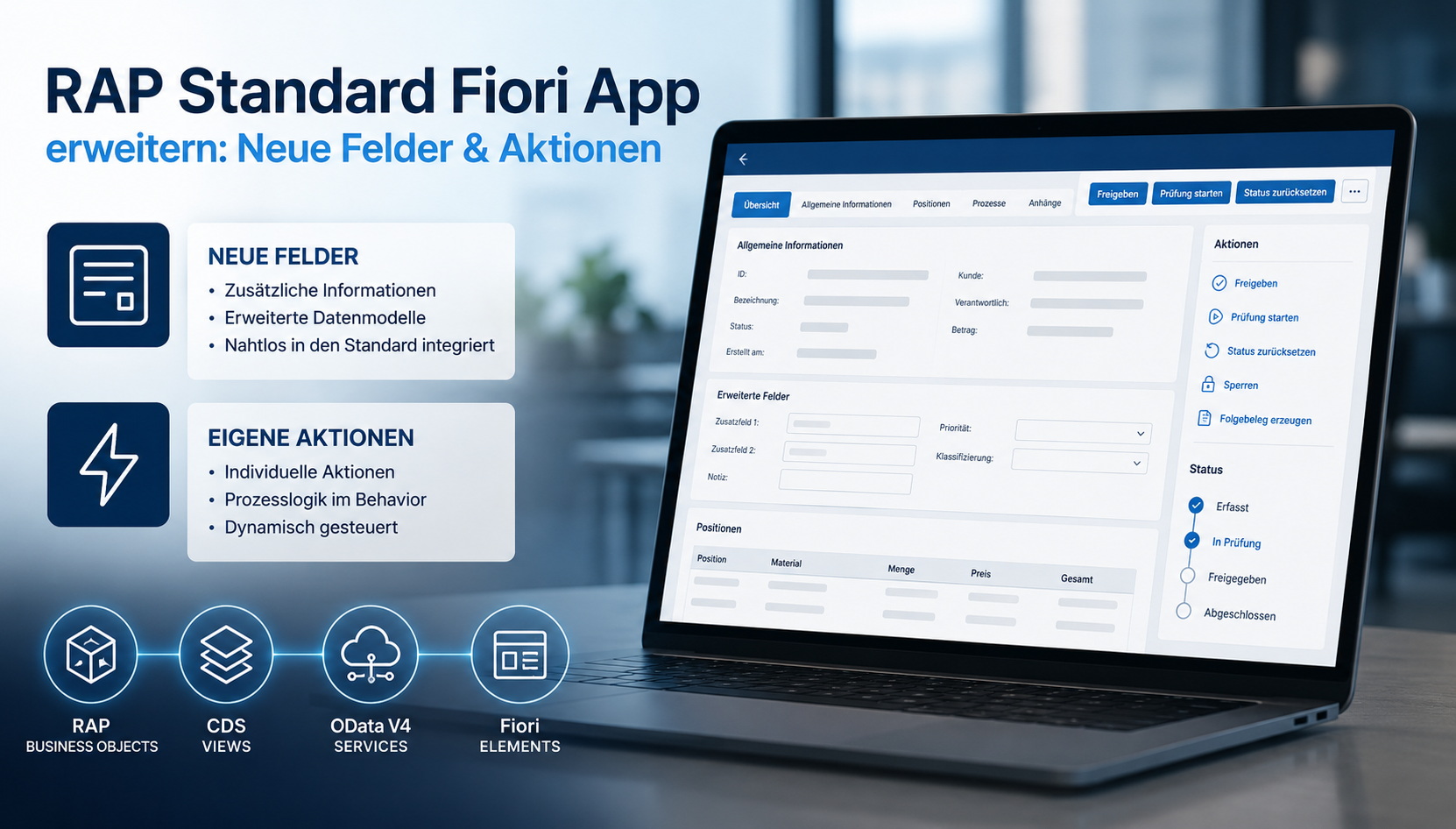 SAP RAP Fiori App mit erweiterten Feldern und eigenen Aktionen